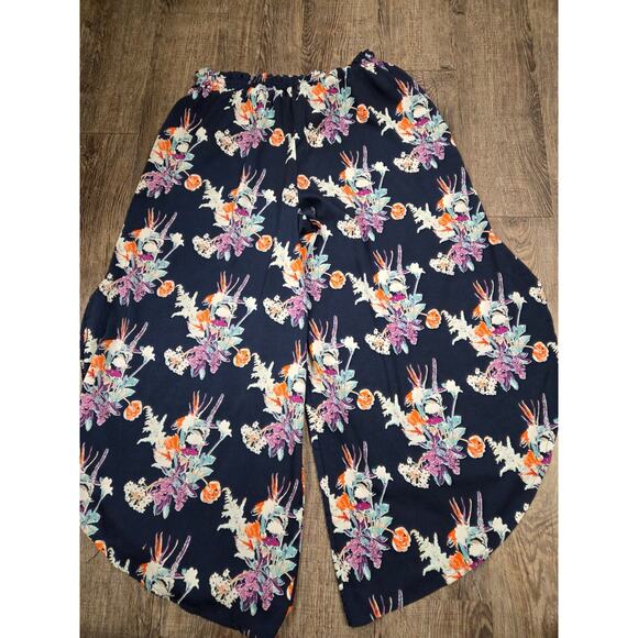 World Market Women's Navy Blue Floral Wide Leg Flowy Pants Small Medium - Picture 6 of 6